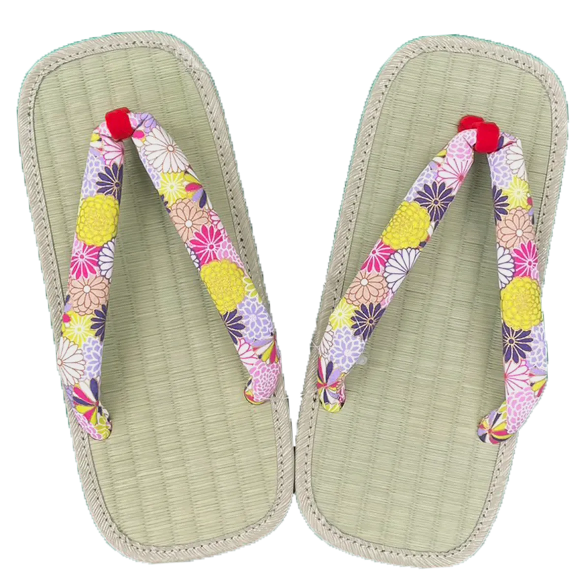 Woman's Tatami setta sandals : Pink, Colorful Flowers