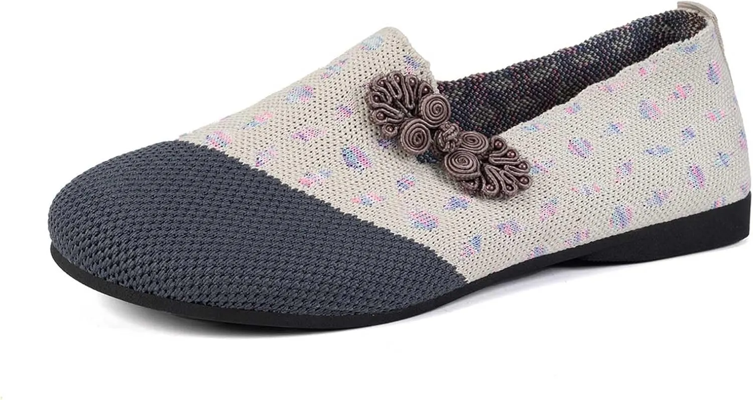 Women Flat Shoes Ballet Style Breathable Mesh Round Toe Slip On Casual Shoes for Spring Summer, Lightweight Foldable Travel Flats