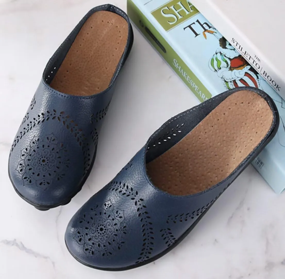 Women's Floral Fashion Slippers Hollowed Out Casual Flat Mules