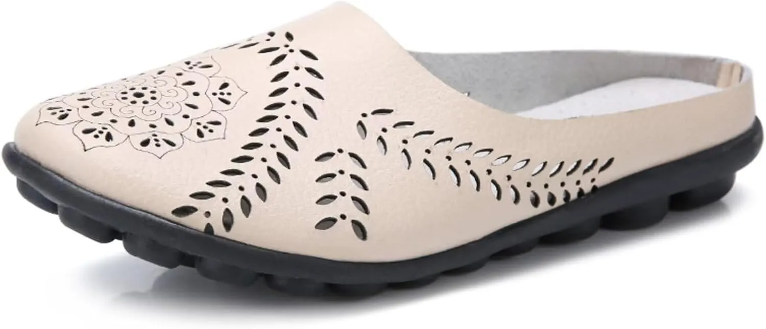 Women's Floral Fashion Slippers Hollowed Out Casual Flat Mules