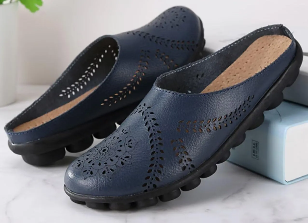 Women's Floral Fashion Slippers Hollowed Out Casual Flat Mules