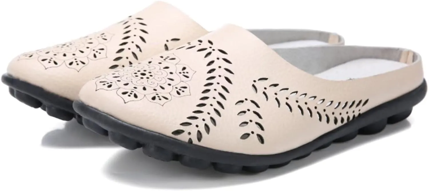 Women's Floral Fashion Slippers Hollowed Out Casual Flat Mules