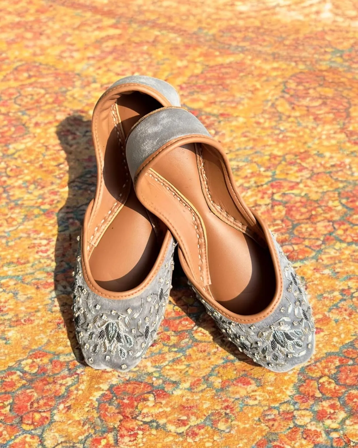 Women's Slip On Traditional Handmade Khussa Bridal Mojari Punjabi Jutti Ethnic Ballet Flats