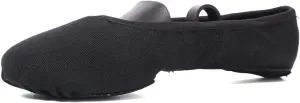 YKXLM Ballet Dance Shoes Slippers for Girls and Women, Full Sole Canvas Ballet Slipper,Model TJBL