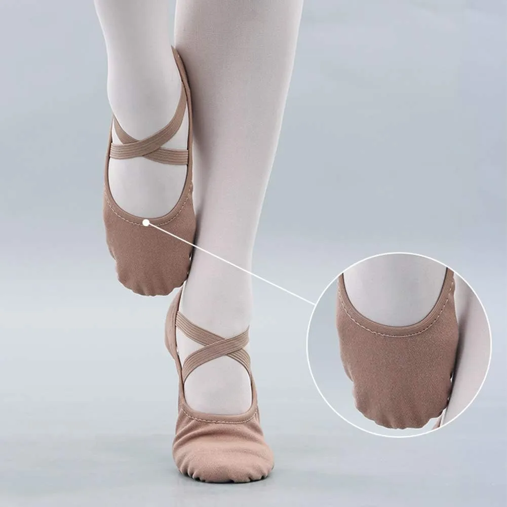 YKXLM Ballet Dance Shoes Slippers for Girls and Women, Full Sole Canvas Ballet Slipper,Model TJBL