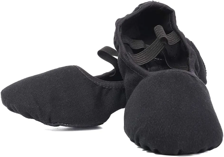 YKXLM Ballet Dance Shoes Slippers for Girls and Women, Full Sole Canvas Ballet Slipper,Model TJBL