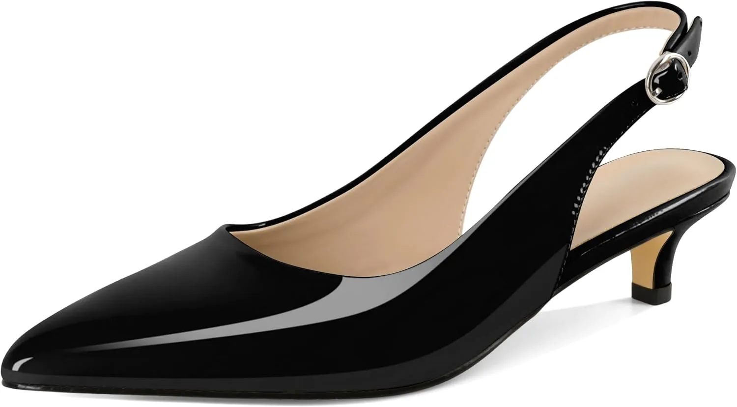 YODEKS Slingback Heels for Women Kitten Heels Pumps 1.5 Inch Pointed Toe Dress Shoes