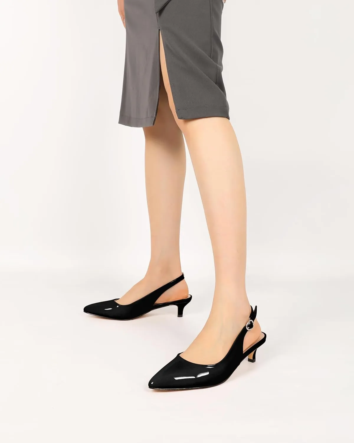 YODEKS Slingback Heels for Women Kitten Heels Pumps 1.5 Inch Pointed Toe Dress Shoes